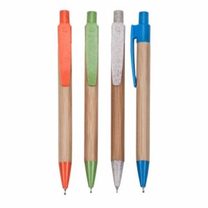 עט אקולוגי מבמבוק ממותג בצבעים